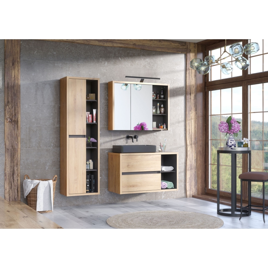 COMAD UM-6276 SLIM 40 BLACK DP - Opbouwwastafel SLIM 37x37 cm keramiek/mat zwart