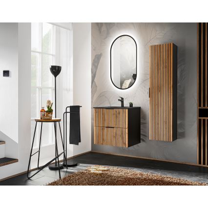 COMAD XILO BLACK WOTAN 82-60-D-2S - Wastafelonderkast XILO 57 x 60,2 cm zwart/wotan eiken