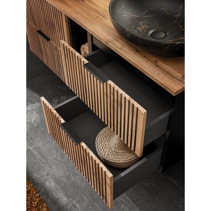 COMAD XILO BLACK WOTAN 82-60-D-2S - Wastafelonderkast XILO 57 x 60,2 cm zwart/wotan eiken