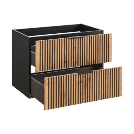 COMAD XILO BLACK WOTAN 82-80-D-2S - Wastafelonderkast XILO 57x80,2 cm zwart/Wotan eiken