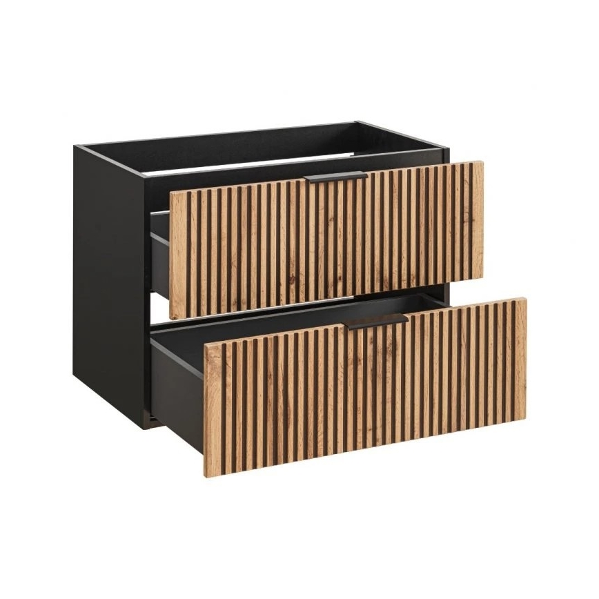 COMAD XILO BLACK WOTAN 82-80-D-2S - Wastafelonderkast XILO 57x80,2 cm zwart/Wotan eiken