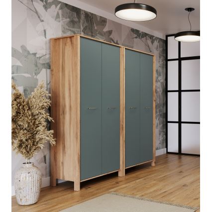 Commode MENTA 90x200x53 cm eiken Wotan/groen