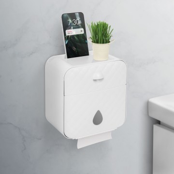 Compact badkamerkastje met toiletrolhouder 22 x 20,5 cm wit