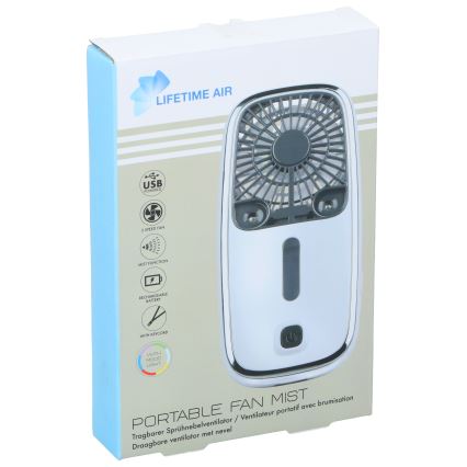 Compacte oplaadbare LED RGB-handventilator met mistfunctie 3,7V 1200 mAh