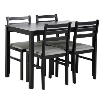Complete set: eettafel + 4x stoelen EMILY, zwart