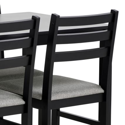 Complete set: eettafel + 4x stoelen EMILY, zwart