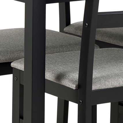 Complete set: eettafel + 4x stoelen EMILY, zwart