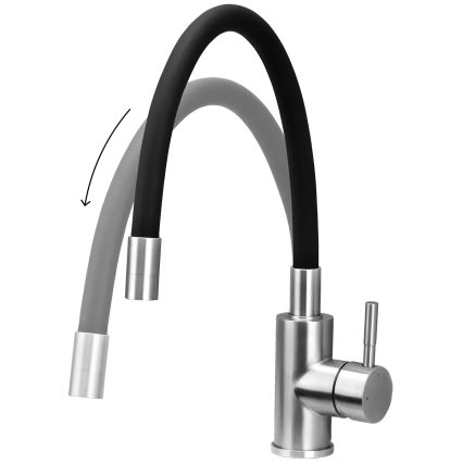 Concept BDC7138 - Keukenkraan met flexibele uitloop, glanzend chroom/zwart