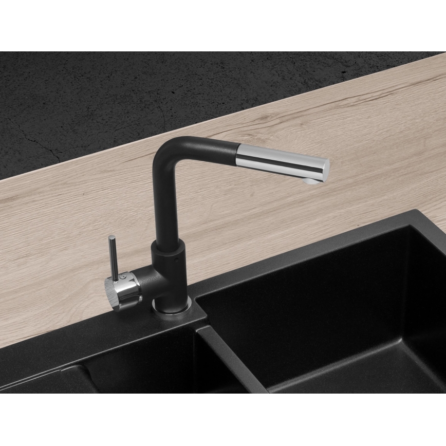 Concept BDG4527BC - Keukenkraan met uittrekbare sproeikop, 26,9 cm, graniet/zwart