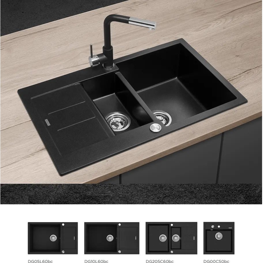 Concept BDG4527BC - Keukenkraan met uittrekbare sproeikop, 26,9 cm, graniet/zwart