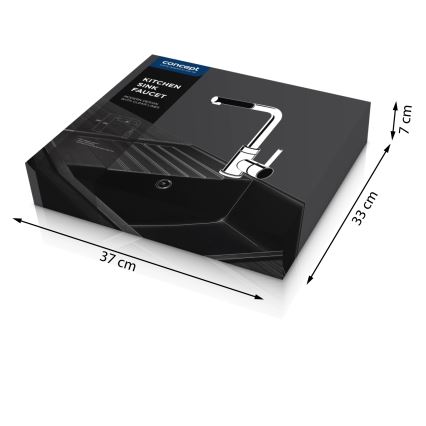 Concept BDG4527BC - Keukenkraan met uittrekbare sproeikop, 26,9 cm, graniet/zwart