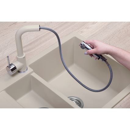 Concept BDG4527BE - Keukenkraan met uittrekbare sproeikop 26,9 cm graniet/beige