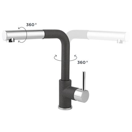 Concept BDG4527DG - Keukenkraan met uittrekbare sproeikop 26,9 cm graniet/donkergrijs