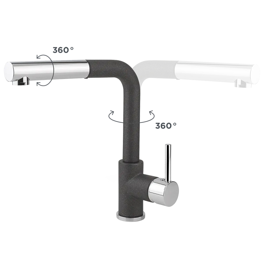 Concept BDG4527DG - Keukenkraan met uittrekbare sproeikop 26,9 cm graniet/donkergrijs