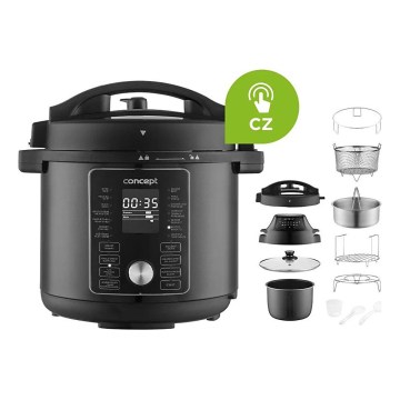 Concept CK8000 - Multifunctionele 11-in-1 elektrische snelkookpan met airfryerfunctie, 5,6 l, 1500 W/230 V, zwart