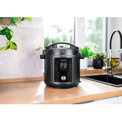 Concept CK8000 - Multifunctionele 11-in-1 elektrische snelkookpan met airfryerfunctie, 5,6 l, 1500 W/230 V, zwart