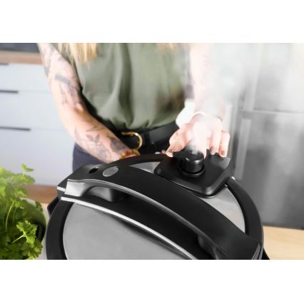 Concept CK8000 - Multifunctionele 11-in-1 elektrische snelkookpan met airfryerfunctie, 5,6 l, 1500 W/230 V, zwart