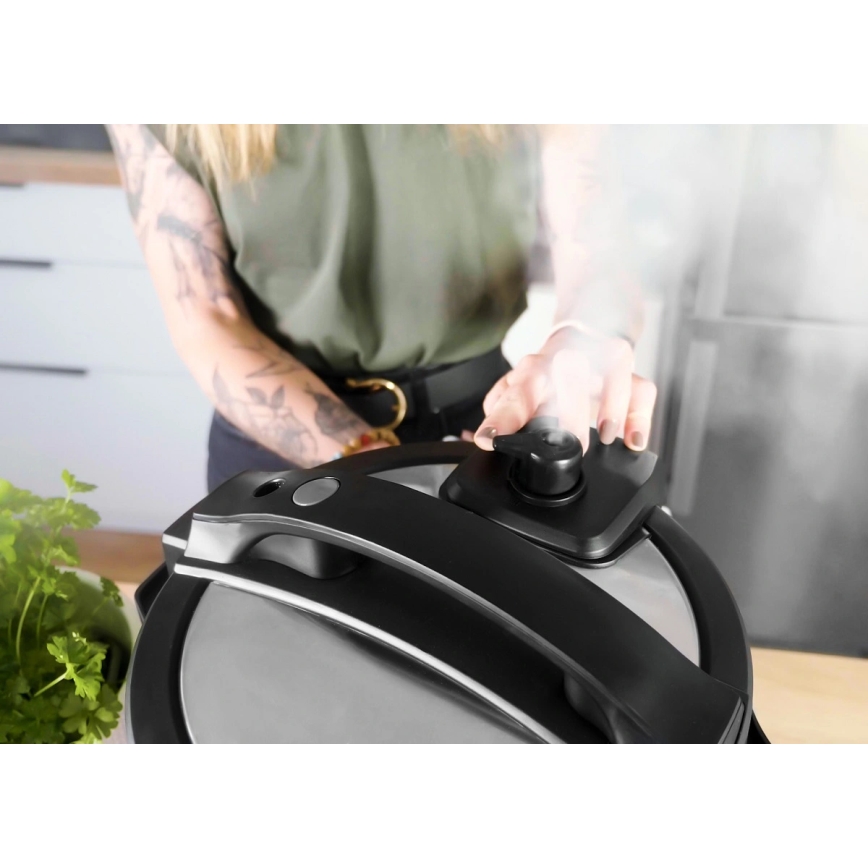 Concept CK8000 - Multifunctionele 11-in-1 elektrische snelkookpan met airfryerfunctie, 5,6 l, 1500 W/230 V, zwart