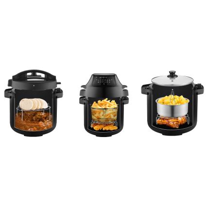 Concept CK8000 - Multifunctionele 11-in-1 elektrische snelkookpan met airfryerfunctie, 5,6 l, 1500 W/230 V, zwart