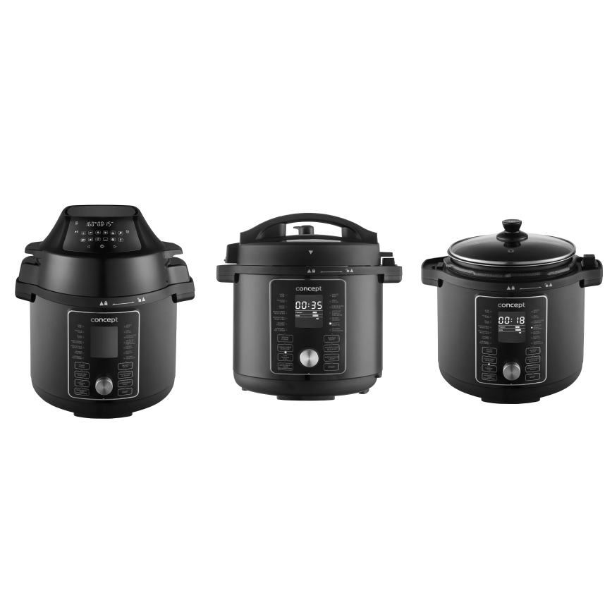 Concept CK8000 - Multifunctionele 11-in-1 elektrische snelkookpan met airfryerfunctie, 5,6 l, 1500 W/230 V, zwart