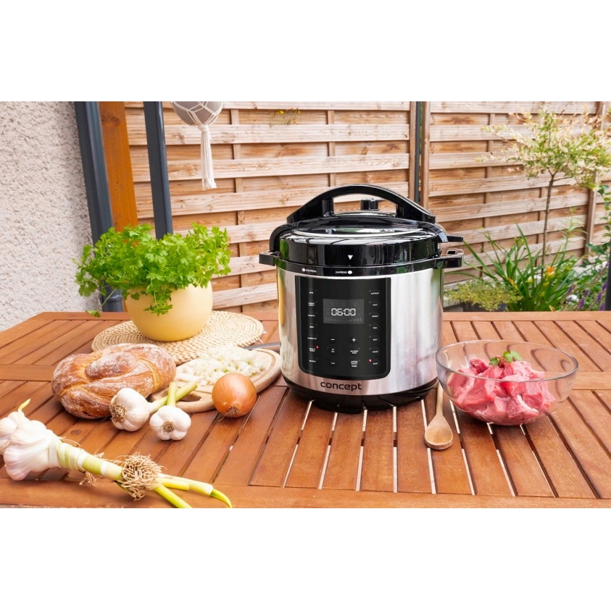 Concept CK8001 - Multifunctionele elektrische snelkookpan 5,6 l 1000W/230V Wi-Fi RVS