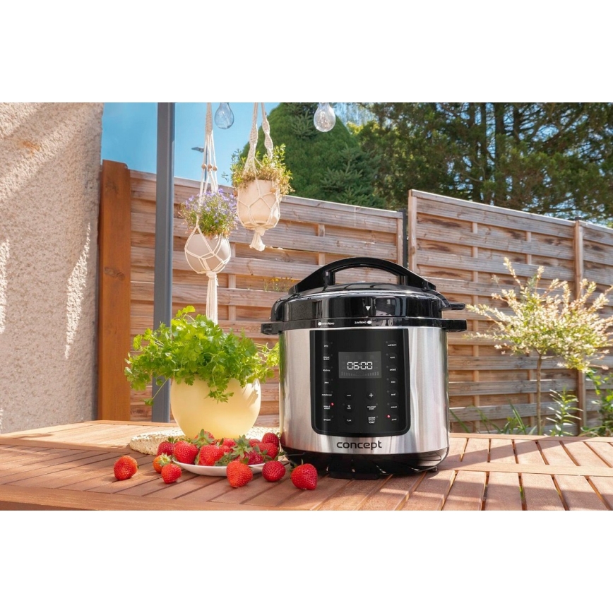 Concept CK8001 - Multifunctionele elektrische snelkookpan 5,6 l 1000W/230V Wi-Fi RVS