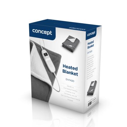 Concept DV7420 - Elektrische verwarmingsdeken 160W/230V 180x130 cm grijs/wit