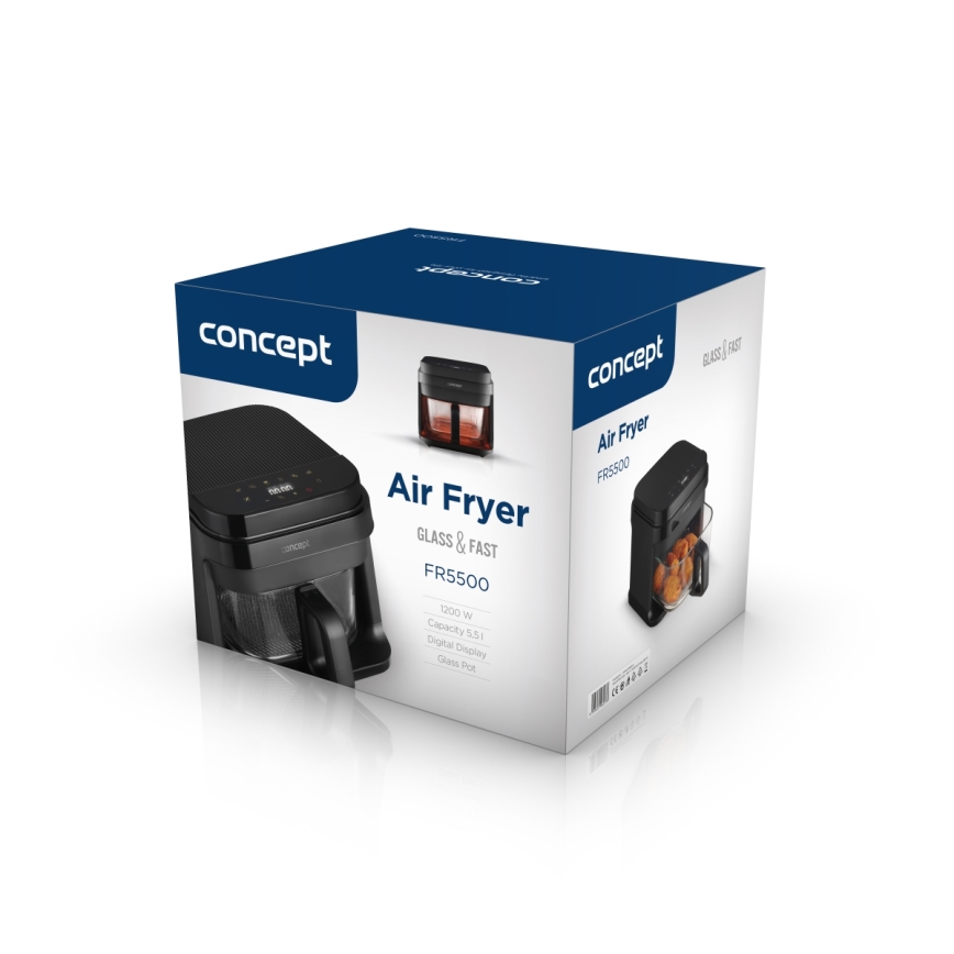 Concept FR5500 - Air fryer GLASS & FAST 5,5 l 1200W/230V zwart