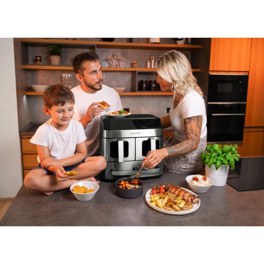 Concept FR9000 - Airfryer PIZZA TRIO 18,5 l 2700W/230V roestvrij staal/zwart