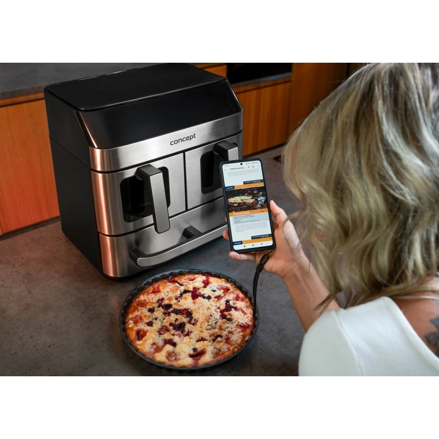 Concept FR9000 - Airfryer PIZZA TRIO 18,5 l 2700W/230V roestvrij staal/zwart