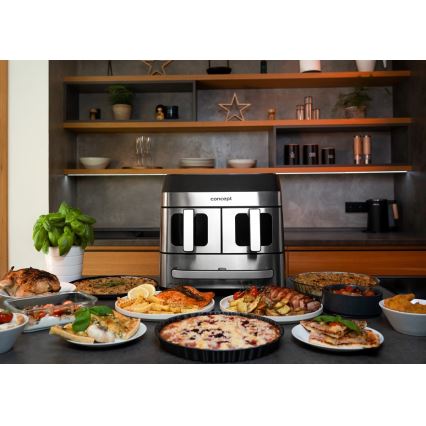 Concept FR9000 - Airfryer PIZZA TRIO 18,5 l 2700W/230V roestvrij staal/zwart