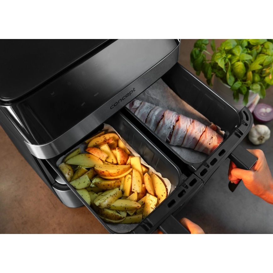 Concept FR9000 - Airfryer PIZZA TRIO 18,5 l 2700W/230V roestvrij staal/zwart