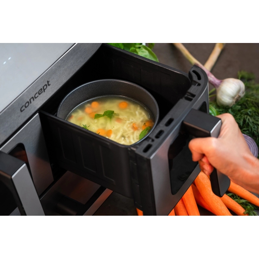 Concept FR9000 - Airfryer PIZZA TRIO 18,5 l 2700W/230V roestvrij staal/zwart