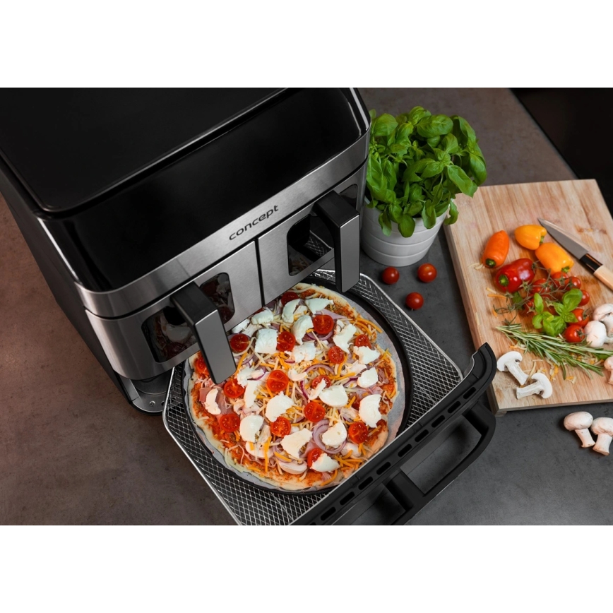 Concept FR9000 - Airfryer PIZZA TRIO 18,5 l 2700W/230V roestvrij staal/zwart