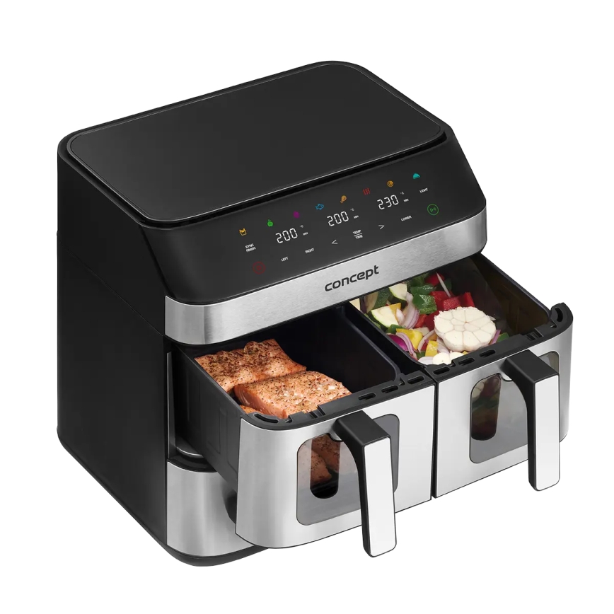 Concept FR9000 - Airfryer PIZZA TRIO 18,5 l 2700W/230V roestvrij staal/zwart