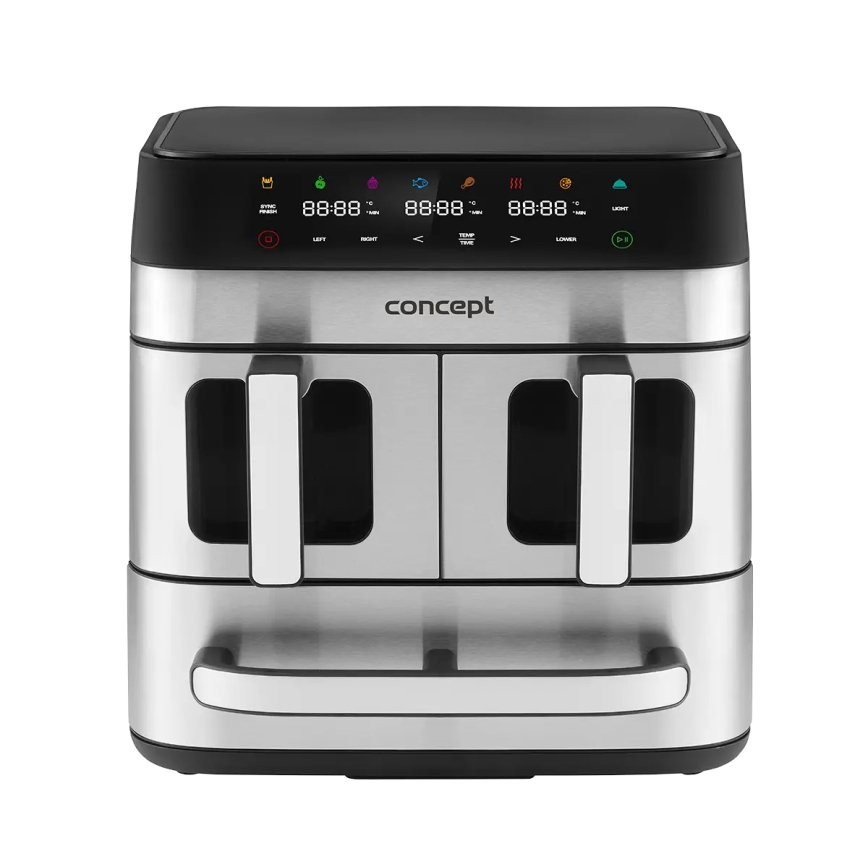 Concept FR9000 - Airfryer PIZZA TRIO 18,5 l 2700W/230V roestvrij staal/zwart