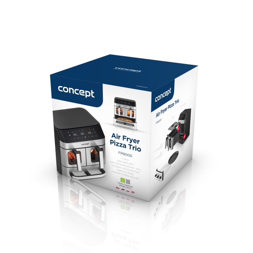 Concept FR9000 - Airfryer PIZZA TRIO 18,5 l 2700W/230V roestvrij staal/zwart