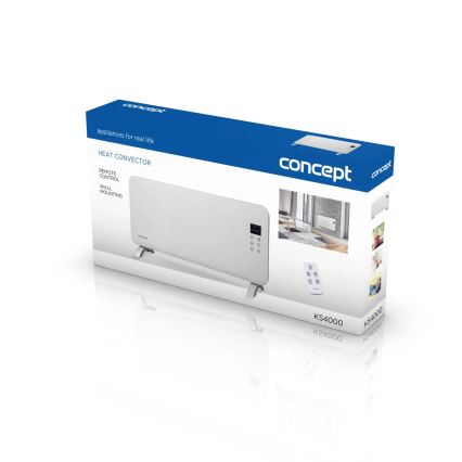 Concept KS4000 - Directe elektrische kachel/convectorkachel 1000/2000W IP24 wit + afstandsbediening