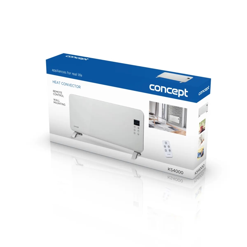 Concept KS4000 - Directe elektrische kachel/convectorkachel 1000/2000W IP24 wit + afstandsbediening