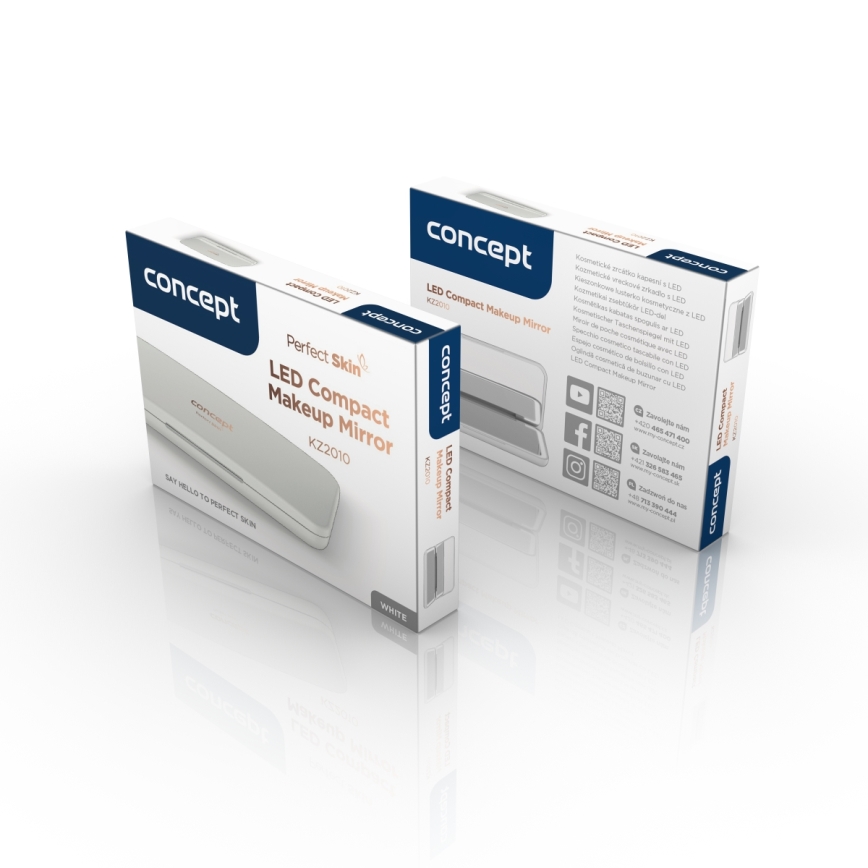 Concept KZ2010 - LED compacte make-upspiegel PERFECT SKIN LED/1,5W/5V 4500-5500K 300 mAh wit