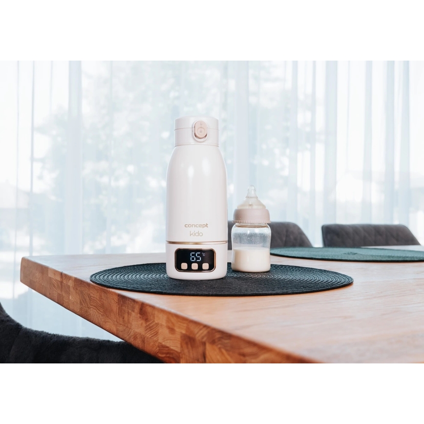 Concept OC4000 - Draagbare verwarmer voor water en melk KIDO 500 ml 36W/7,4V 5000 mAh beige