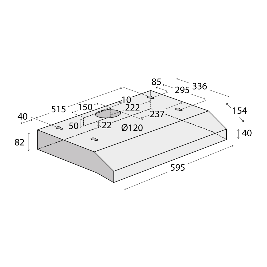 Concept OPP1260wh - Onderbouw afzuigkap 59,5 cm wit