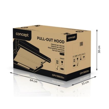 Concept OPV3860bc - Uittrekbare afzuigkap 60 cm, zwart