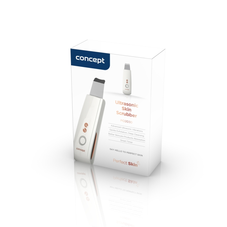 Concept PO2030 - Cosmetische ultrasone spatel PERFECT SKIN 2,5W/5V USB 600 mAh wit