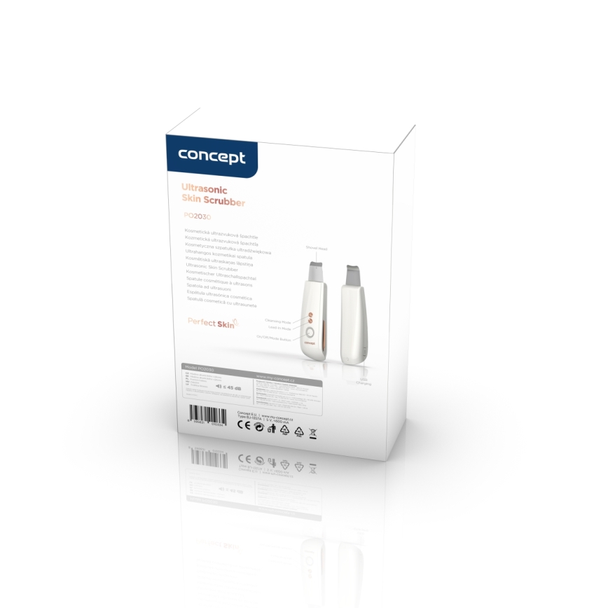 Concept PO2030 - Cosmetische ultrasone spatel PERFECT SKIN 2,5W/5V USB 600 mAh wit
