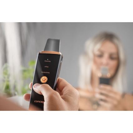 Concept PO2060 - Cosmetische ultrasone spatel PERFECT SKIN 3,5W/5V USB 500 mAh IPX6 zwart