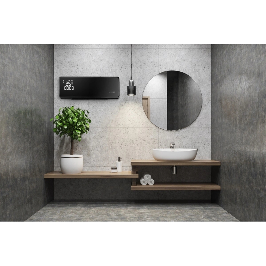 Concept QH4001 - Elektrische kachel 1000/2000W IP22 zwart + afstandsbediening