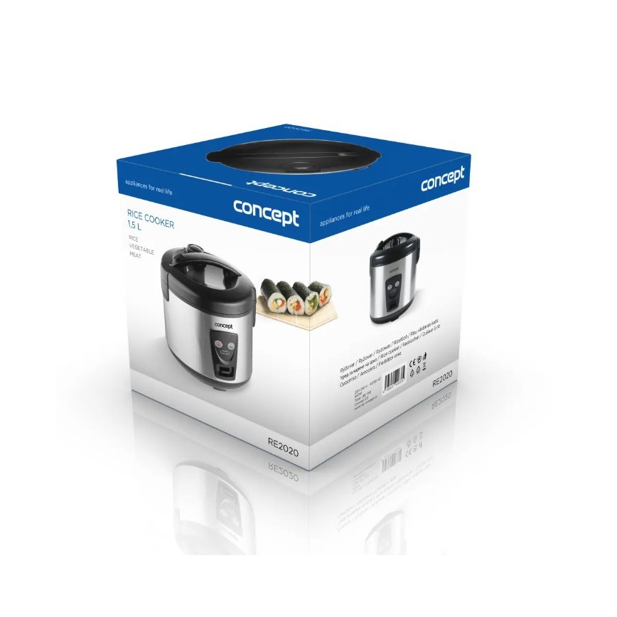 Concept RE2020 - Rijstkoker 2-in-1 650W/230V 1,5 l roestvrij staal/zwart