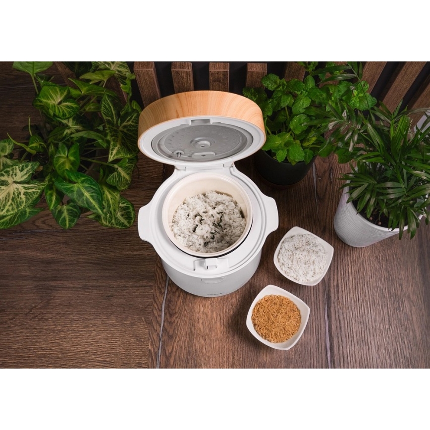 Concept RE3030 - Digitale rijstkoker 2-in-1 380W/230V 1,5 l wit/houtdecor