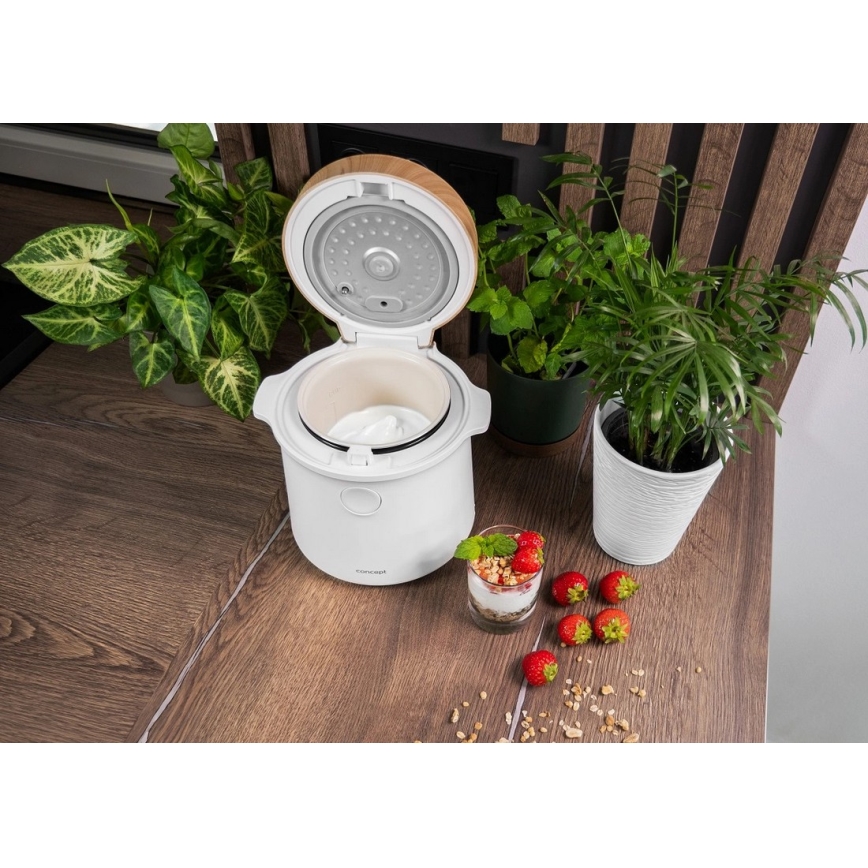 Concept RE3030 - Digitale rijstkoker 2-in-1 380W/230V 1,5 l wit/houtdecor